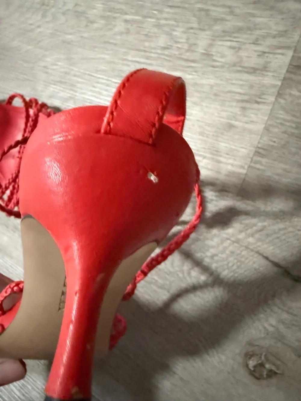 ZARA Red Braided Lace-Up Sandals with Bead Details 38 - Picture 4 of 5